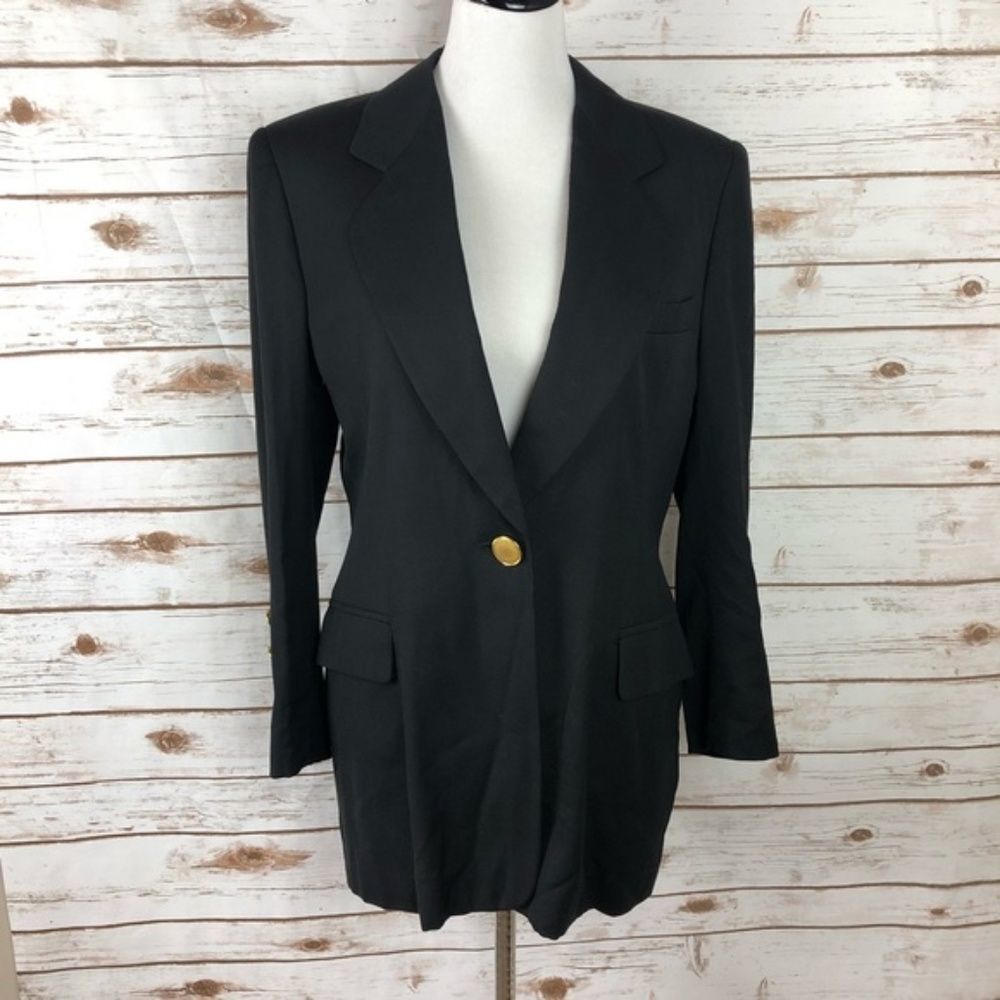 ESCADA Wool Silk Blend Black/Gold Blazer